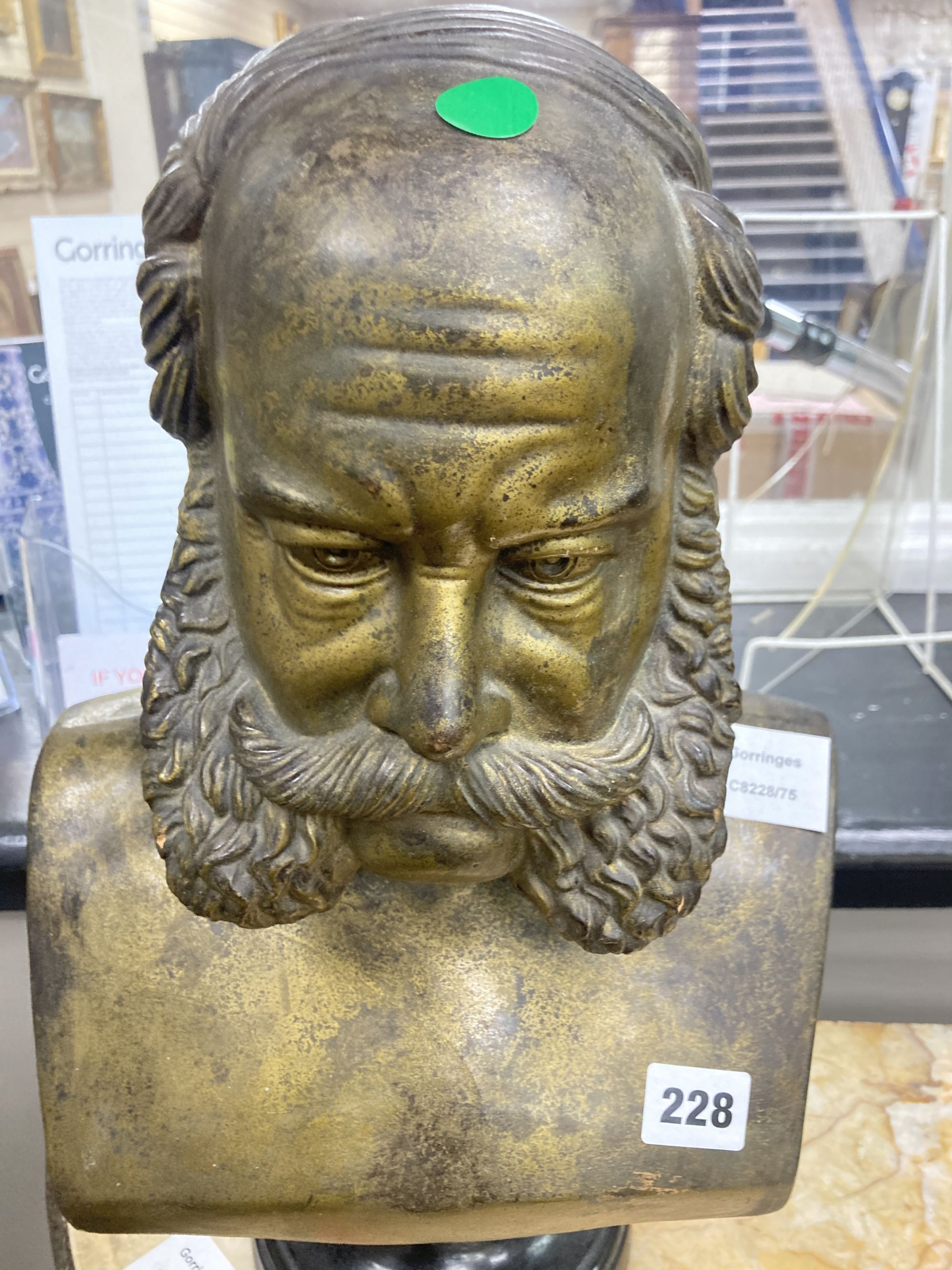 A 19th century German terracotta bust of Kaiser Wilhelm I, bronze effect, height 39cm